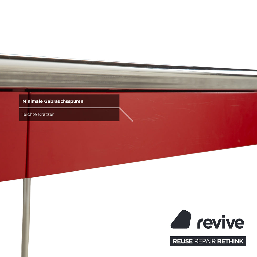 Tecta Oblique Stahl Schreibtisch Rot inkl. Schubladen Homeoffice Büro