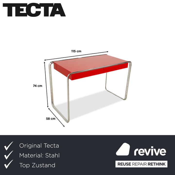 Tecta Oblique Stahl Schreibtisch Rot inkl. Schubladen Homeoffice Büro