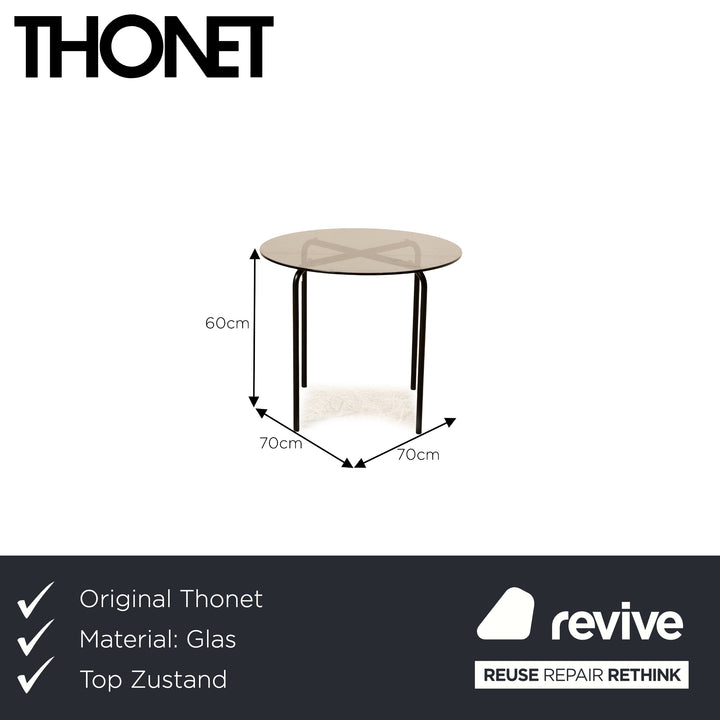 Table basse Thonet en verre noir 70 x 70 x 60 cm