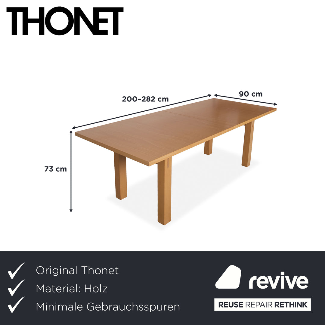 Thonet Wooden Dining Table Brown Extendable Dining Room 200-282 x 90 cm