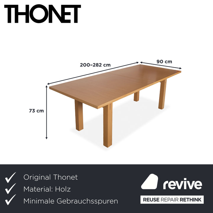 Thonet Wooden Dining Table Brown Extendable Dining Room 200-282 x 90 cm