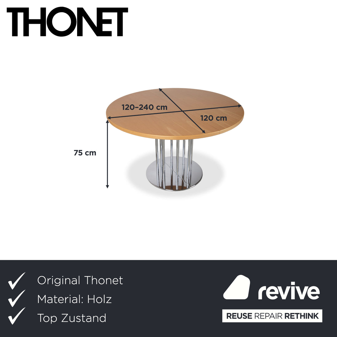 Thonet Wooden Dining Table Brown Extendable 120–240 x 120 cm