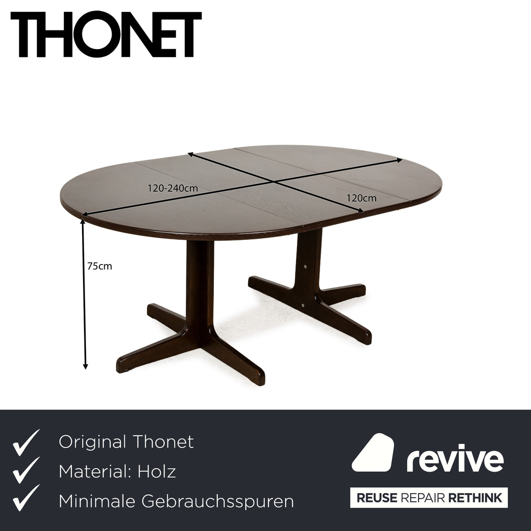 Thonet wooden dining table brown extendable round 120-240 x 120 cm