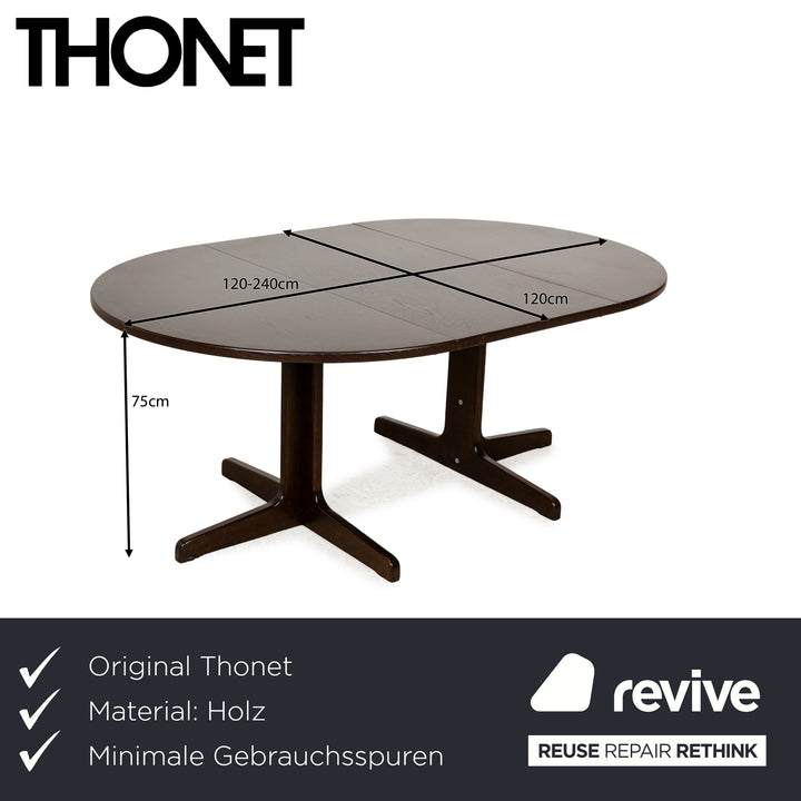 Thonet wooden dining table brown extendable round 120-240 x 120 cm