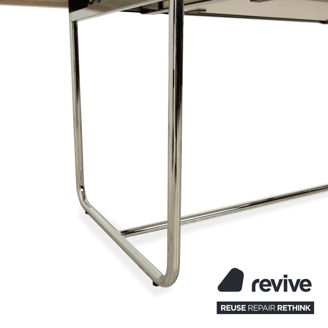 Thonet S 1071 Holz Esstisch Weiß Holz Chrom Ausziehfunktion 200 x 90 x 76 cm