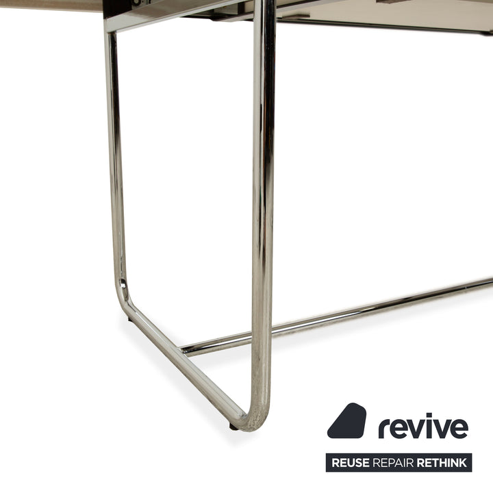 Thonet S 1071 Holz Esstisch Weiß Holz Chrom Ausziehfunktion 200 x 90 x 76 cm