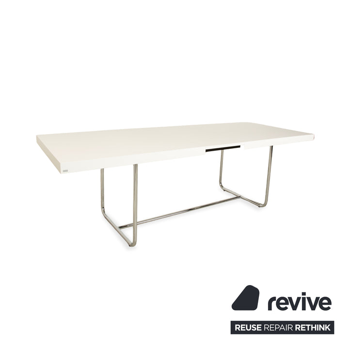 Thonet S 1071 Holz Esstisch Weiß Holz Chrom Ausziehfunktion 200 x 90 x 76 cm
