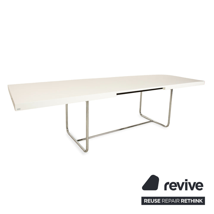 Thonet S 1071 Holz Esstisch Weiß Holz Chrom Ausziehfunktion 200 x 90 x 76 cm