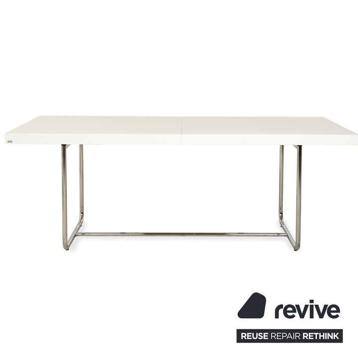 Thonet S 1071 Holz Esstisch Weiß Holz Chrom Ausziehfunktion 200 x 90 x 76 cm