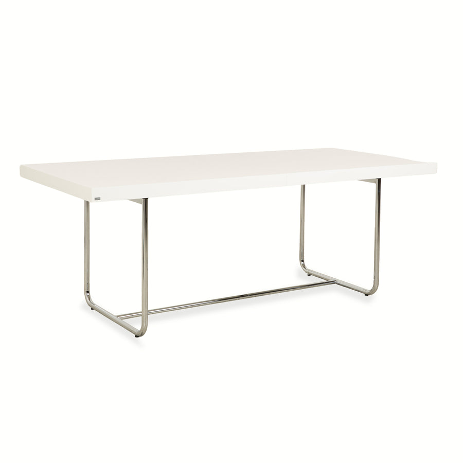 Thonet S 1071 wooden dining table white wood chrome extension function 200 x 90 x 76 cm