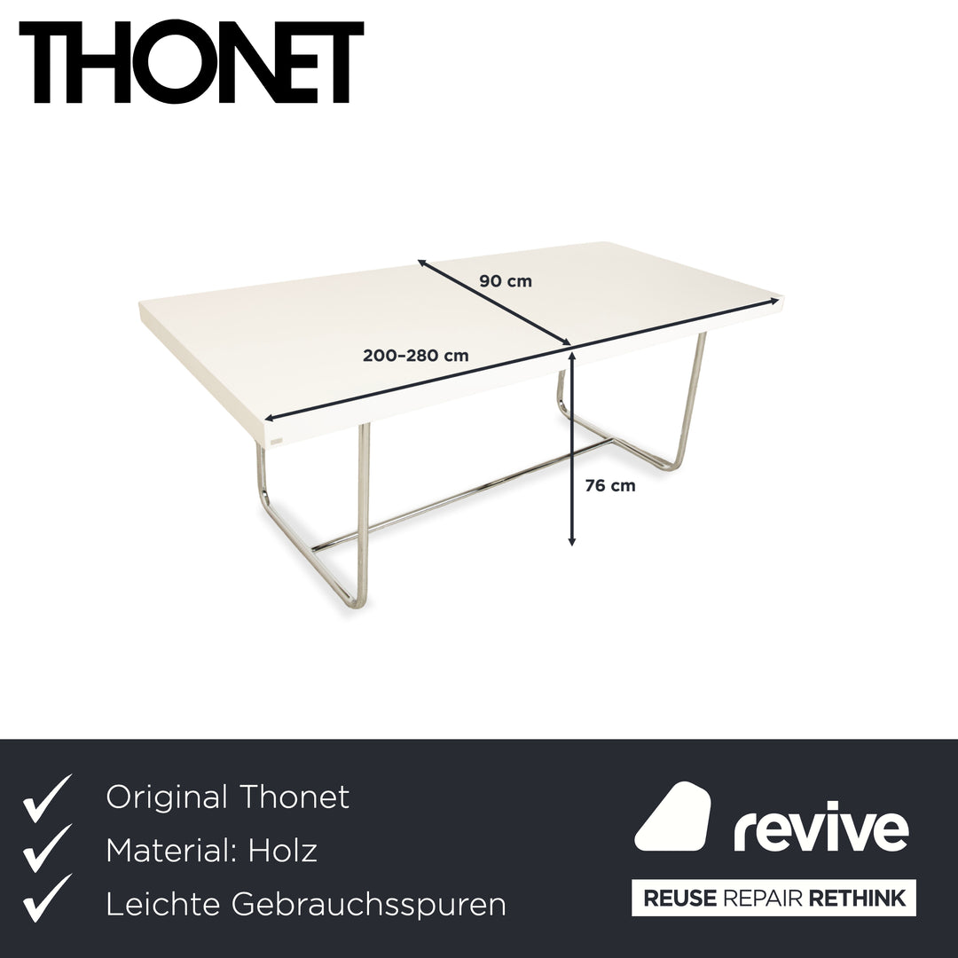 Thonet S 1071 Holz Esstisch Weiß Holz Chrom Ausziehfunktion 200 x 90 x 76 cm