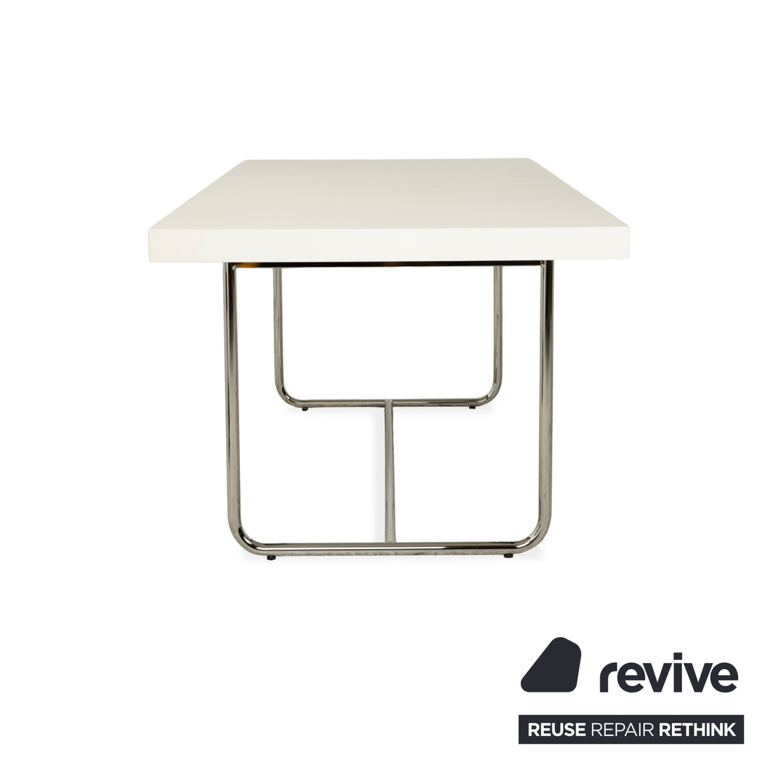 Thonet S 1071 Holz Esstisch Weiß Holz Chrom Ausziehfunktion 200 x 90 x 76 cm
