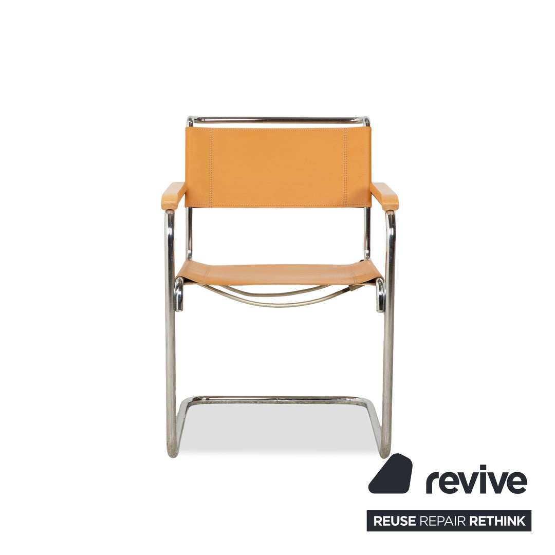 Thonet S 34 Leder Stuhl Braun Cognac Gelb Freischwinger