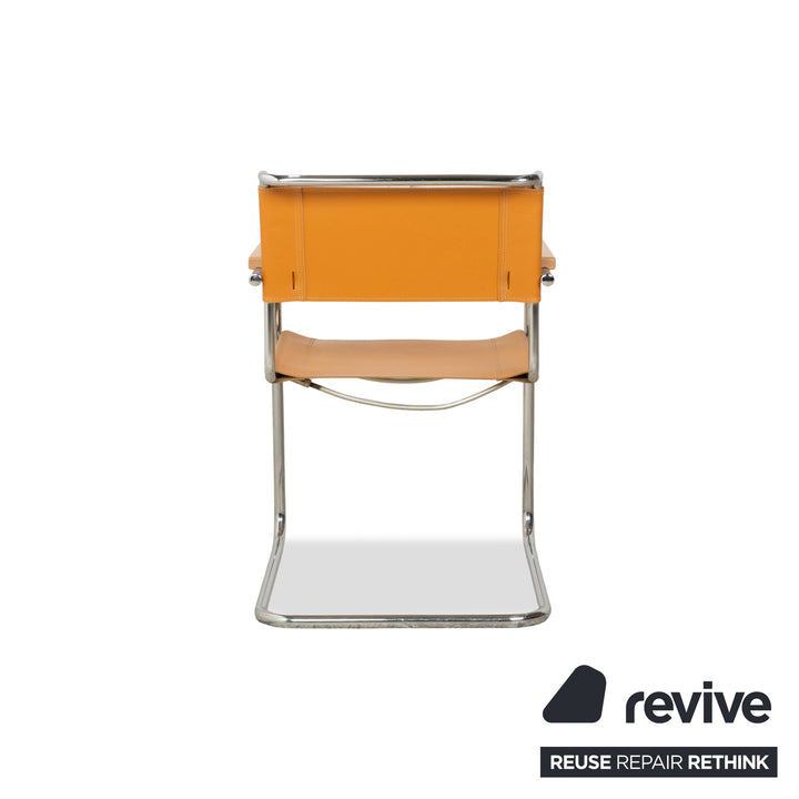 Thonet S 34 Leder Stuhl Braun Cognac Gelb Freischwinger