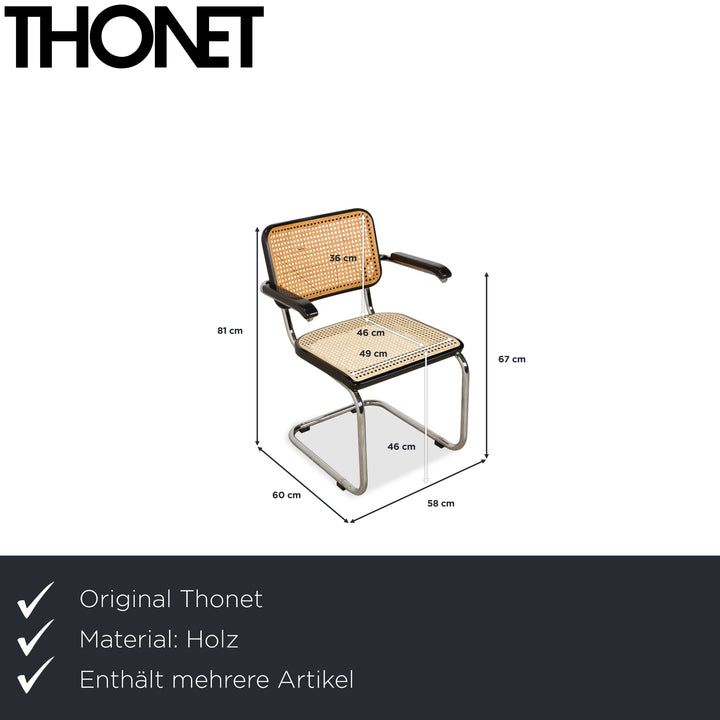 Thonet S 64 Metall 2x Stuhl Schwarz Freischwinger