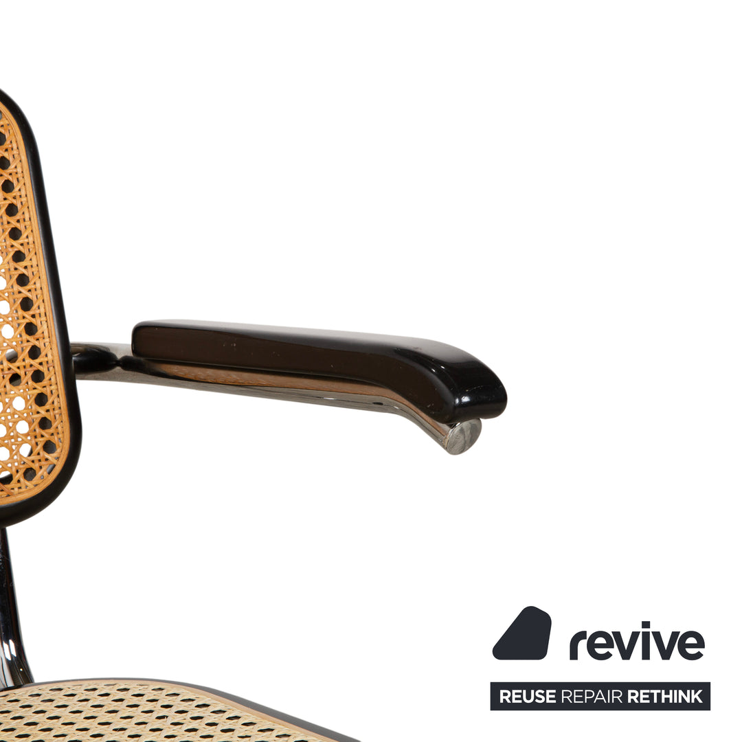 Chaise Thonet S 64 en métal noir à suspension cantilever
