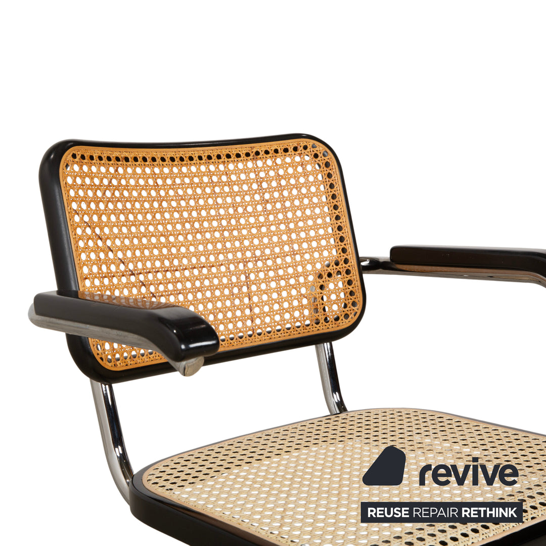 Chaise Thonet S 64 en métal noir à suspension cantilever