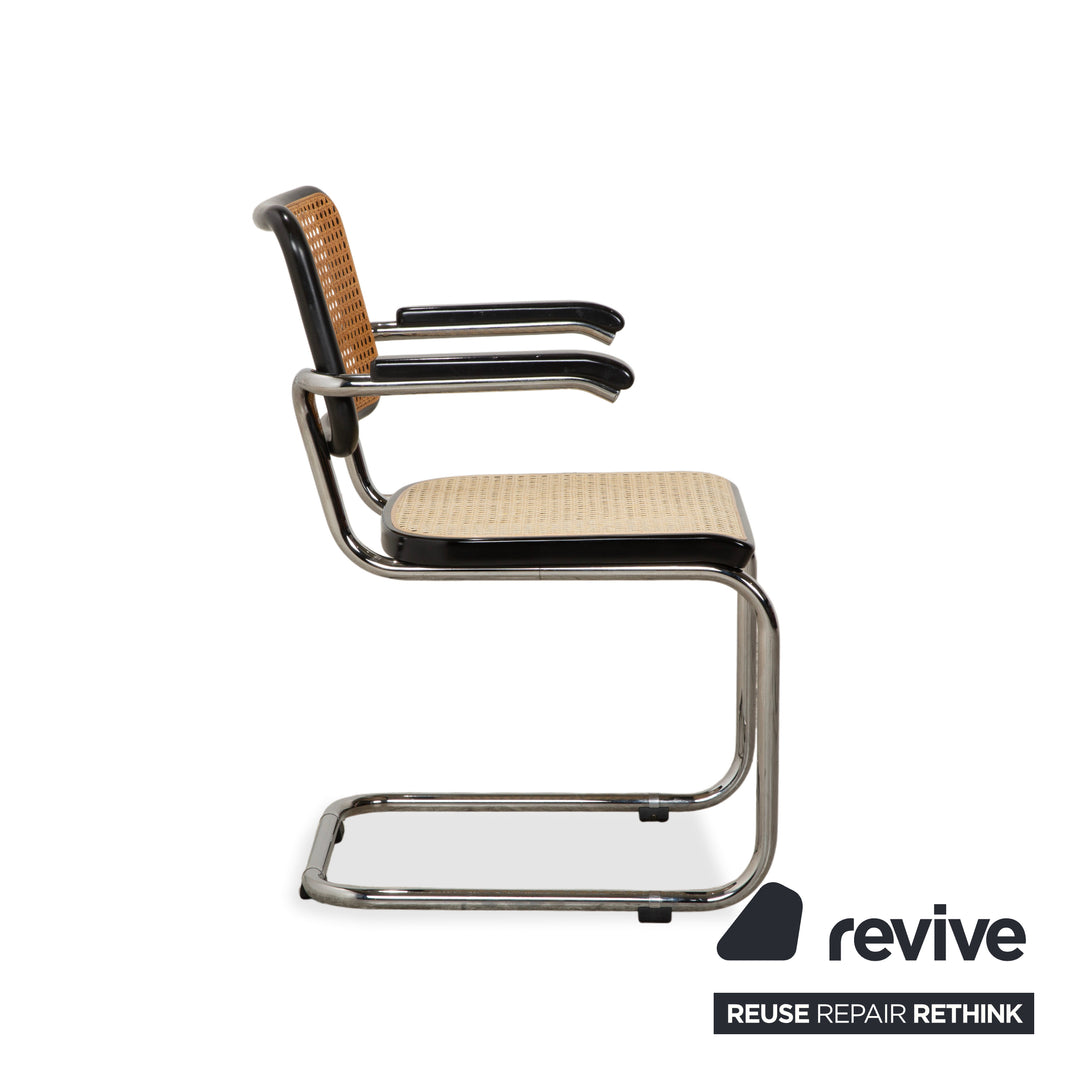 Chaise Thonet S 64 en métal noir à suspension cantilever