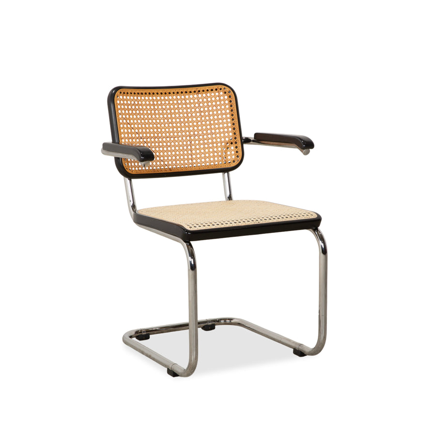 Chaise Thonet S 64 en métal noir à suspension cantilever