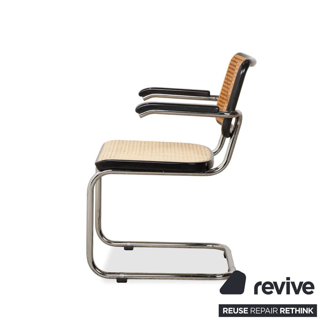 Chaise Thonet S 64 en métal noir à suspension cantilever