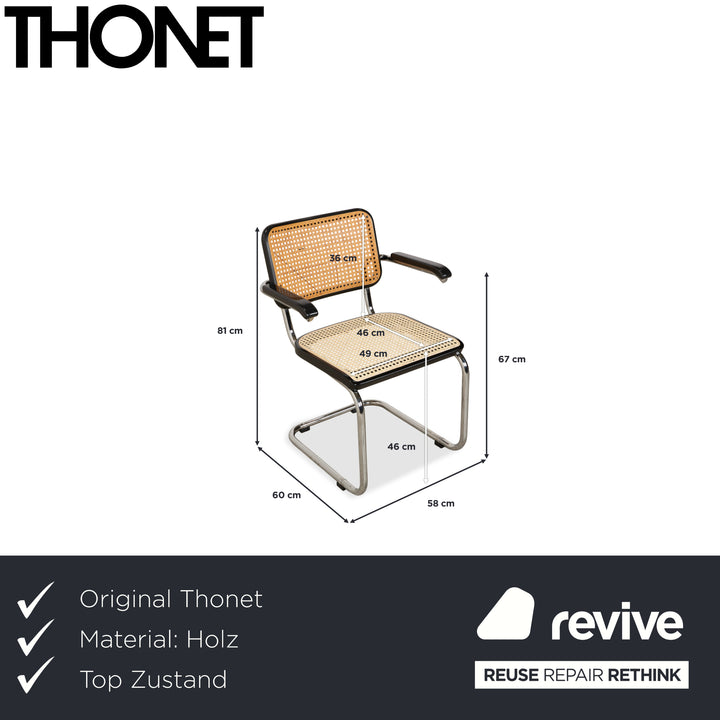 Chaise Thonet S 64 en métal noir à suspension cantilever