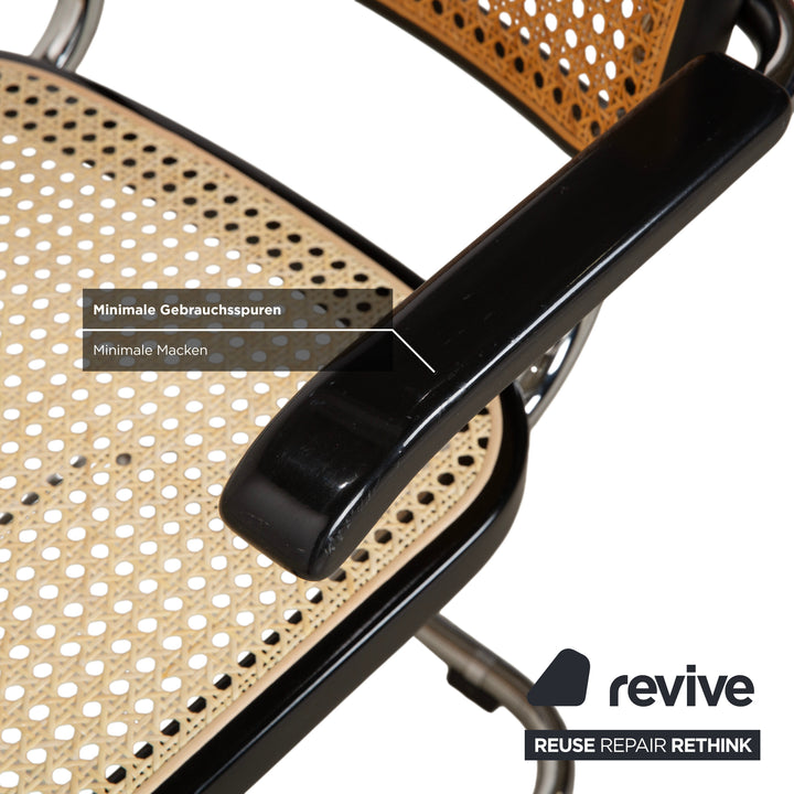 Chaise Thonet S 64 en métal noir à suspension cantilever