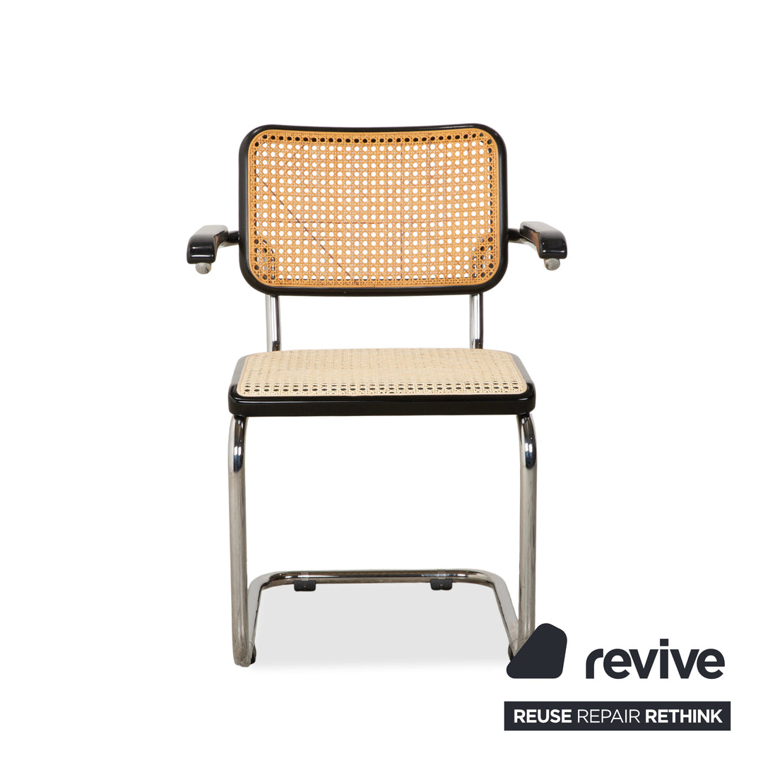 Chaise Thonet S 64 en métal noir à suspension cantilever