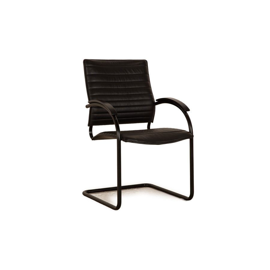 Thonet S 74 Leder Stuhl Schwarz Vintage