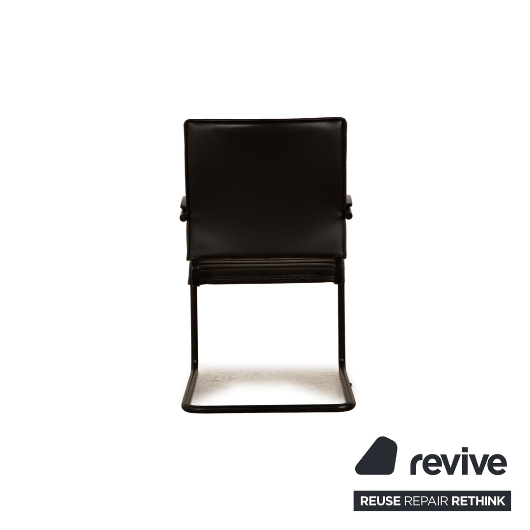 Thonet S 74 Leder Stuhl Schwarz Vintage
