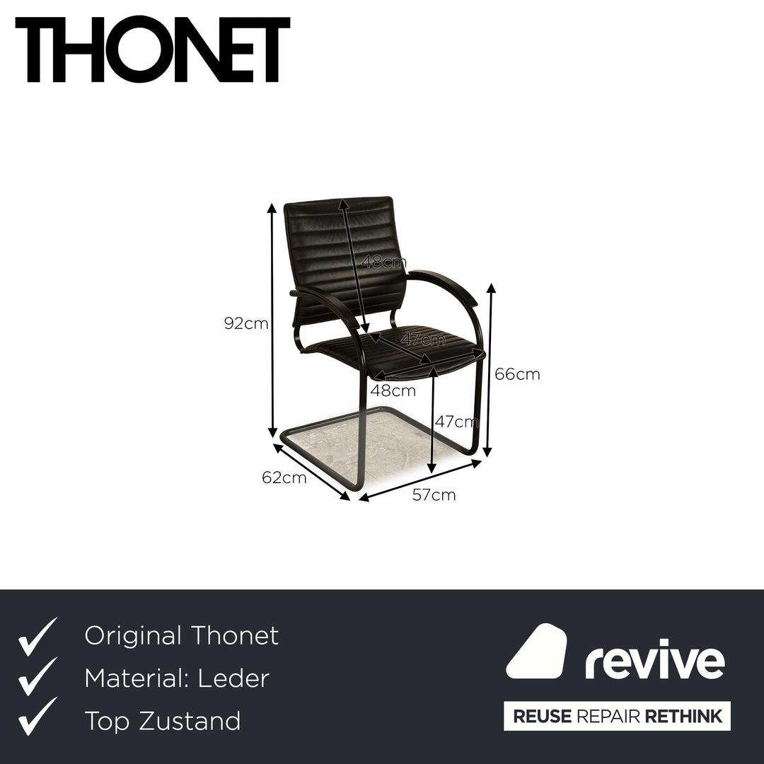 Thonet S 74 Leder Stuhl Schwarz Vintage