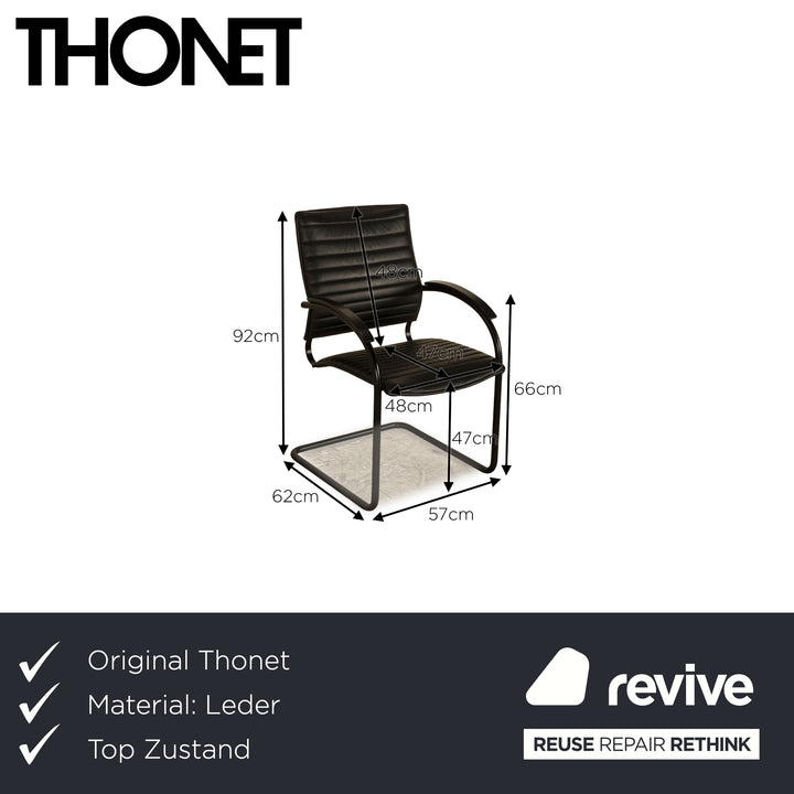 Thonet S 74 Leder Stuhl Schwarz Vintage