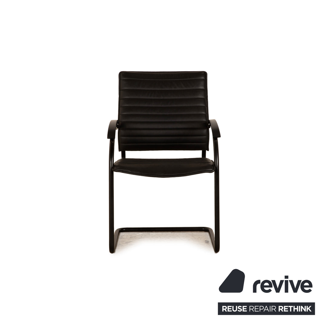 Thonet S 74 Leder Stuhl Schwarz Vintage