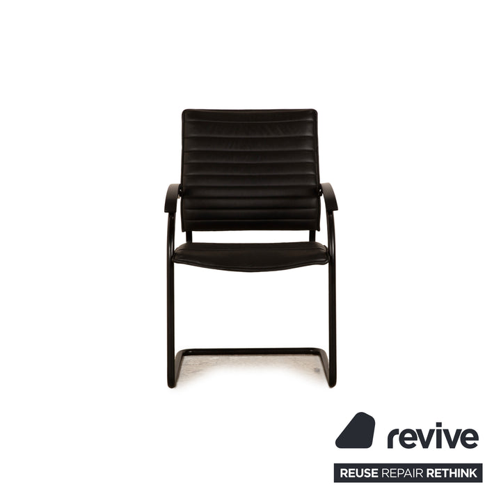 Thonet S 74 Leder Stuhl Schwarz Vintage