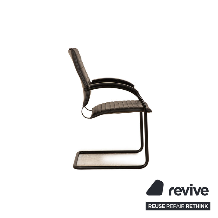 Thonet S 74 Leder Stuhl Schwarz Vintage