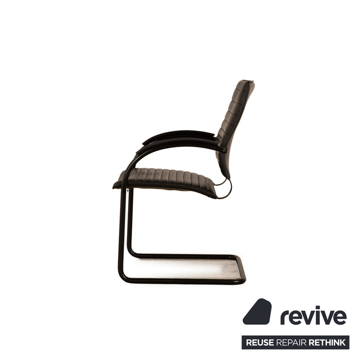 Thonet S 74 Leder Stuhl Schwarz Vintage