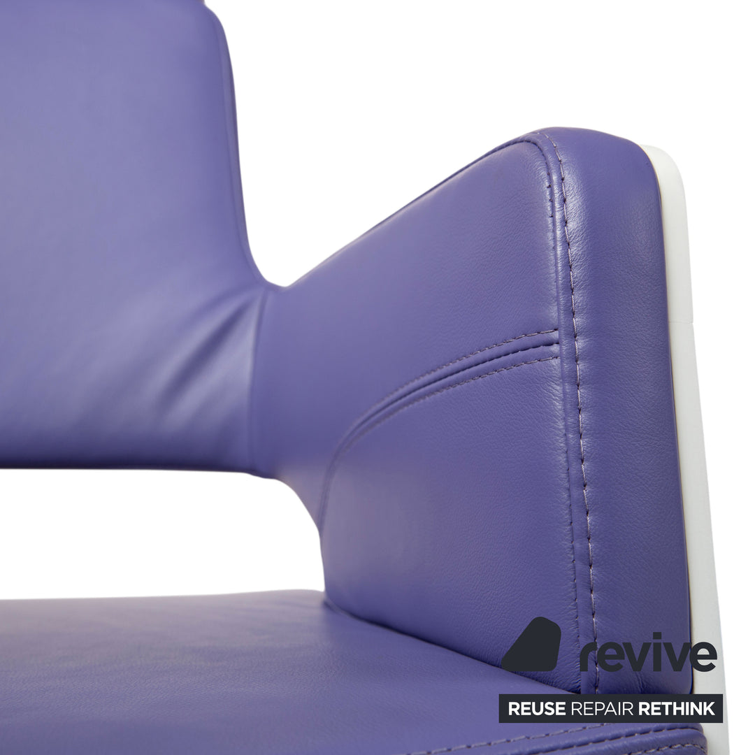 Thonet S 845 Leder Stuhl Bürostuhl Weiß Lila manuelle Funktion