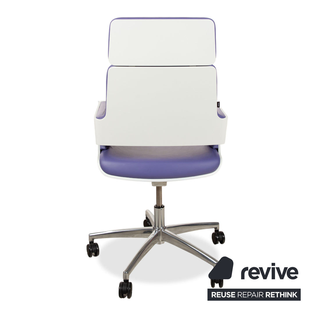 Thonet S 845 Leder Stuhl Bürostuhl Weiß Lila manuelle Funktion