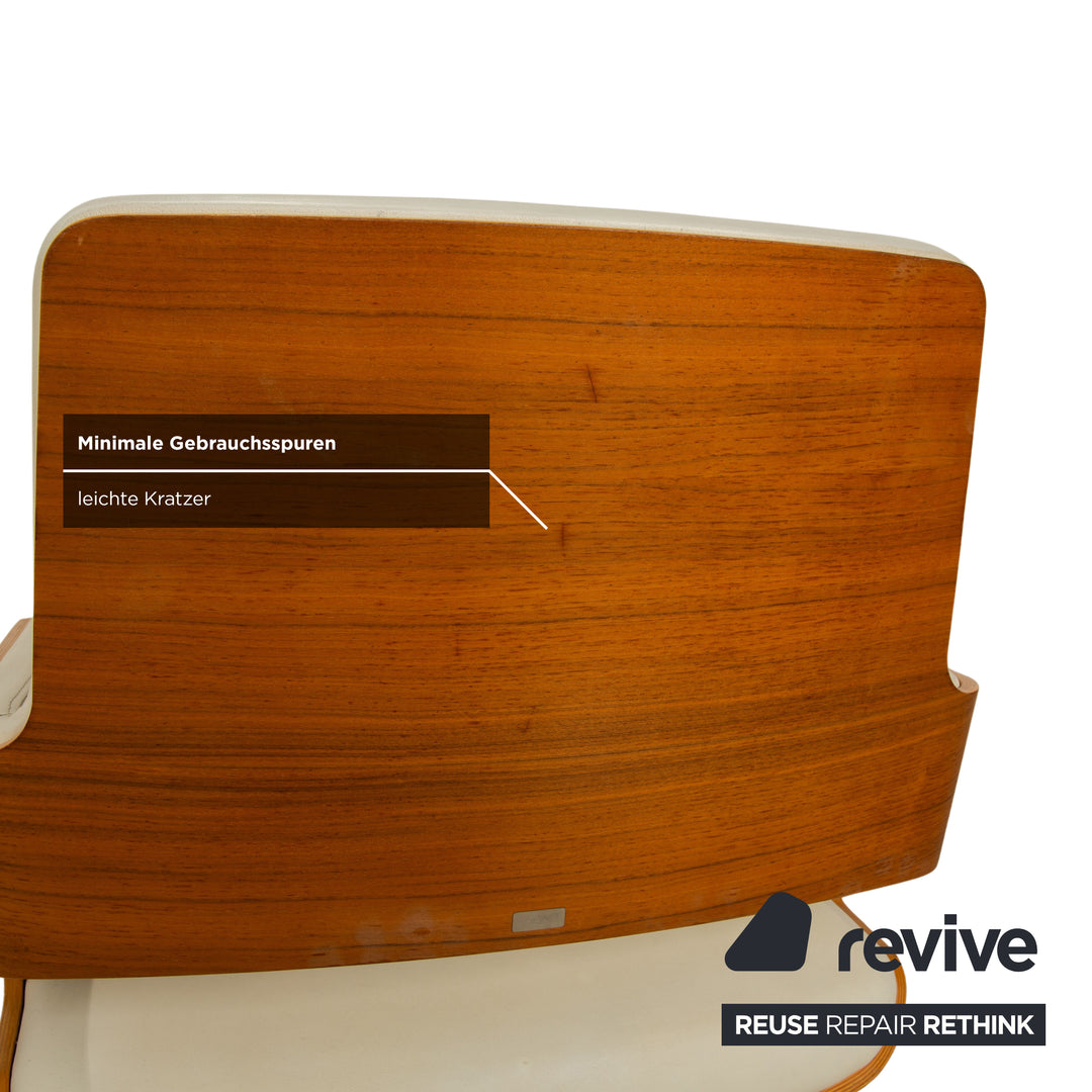 Thonet S 847 Leder Stuhl Set Creme Weiß Braun Holz manuelle Funktion Drehfunktion