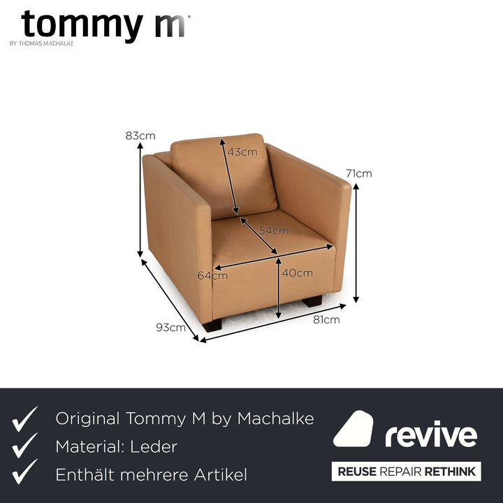 Tommy M by Machalke Landscape Leather Three Seater Brown Sofa Couch