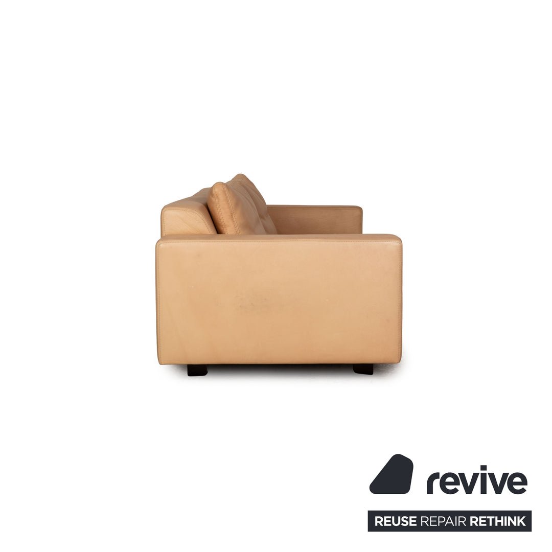 Tommy M by Machalke Landscape Leather Three Seater Brown Sofa Couch