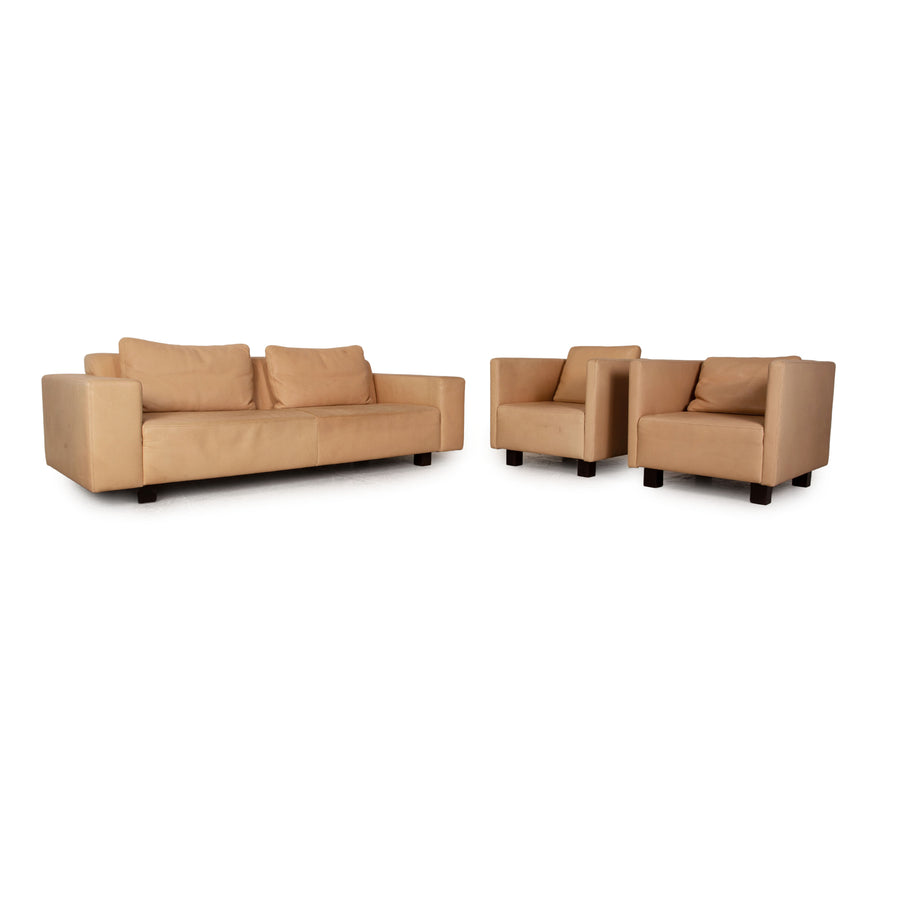 Tommy M by Machalke Landscape Leather Three Seater Brown Sofa Couch