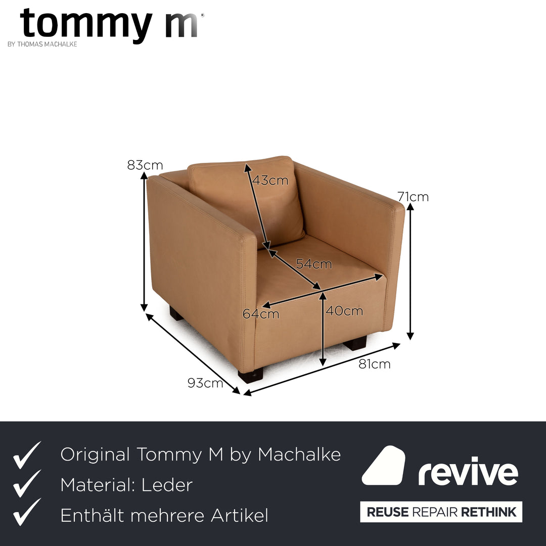 Tommy M by Machalke Landscape Leather Three Seater Brown Sofa Couch