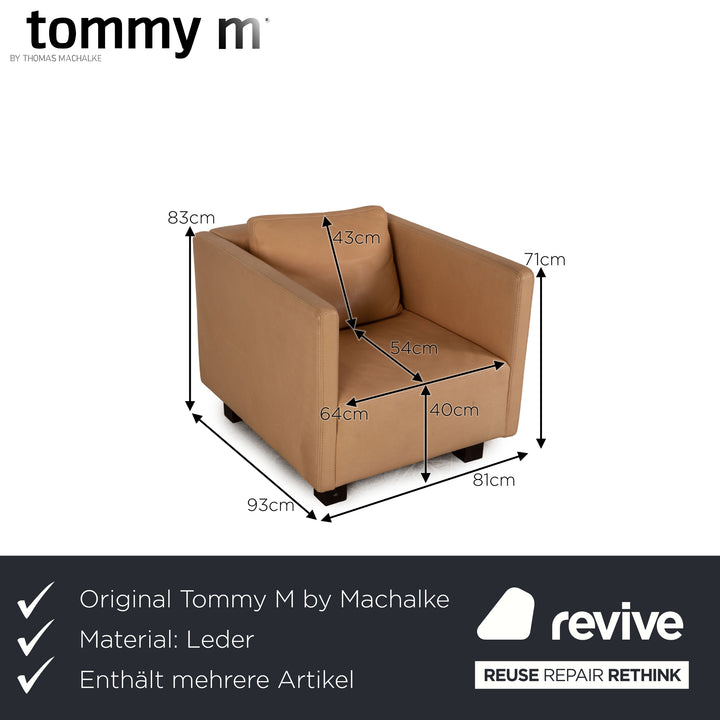 Tommy M by Machalke Landscape Leather Three Seater Brown Sofa Couch