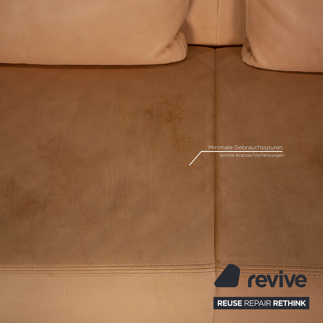 Tommy M by Machalke Landscape Leather Three Seater Brown Sofa Couch