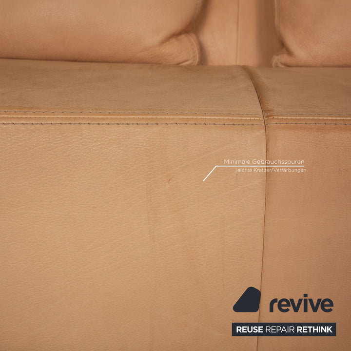 Tommy M by Machalke Landscape Leather Three Seater Brown Sofa Couch