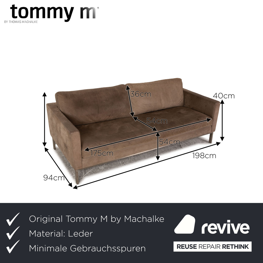 Tommy M by Machalke leather three-seater brown sofa couch aniline leather with vintage patina