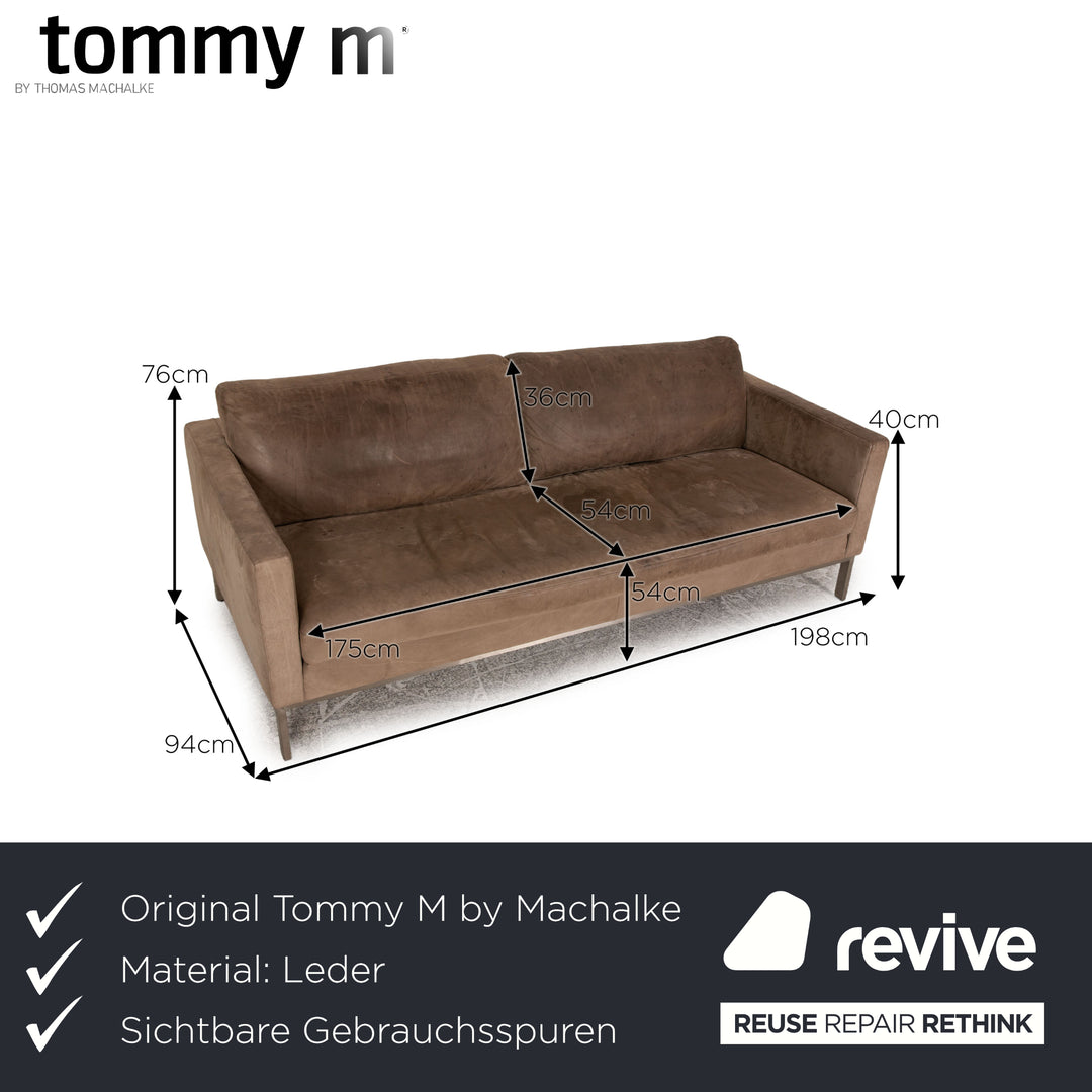 Tommy M by Machalke Leder Dreisitzer Braun Sofa Couch Anilinleder mit Vintage Patina