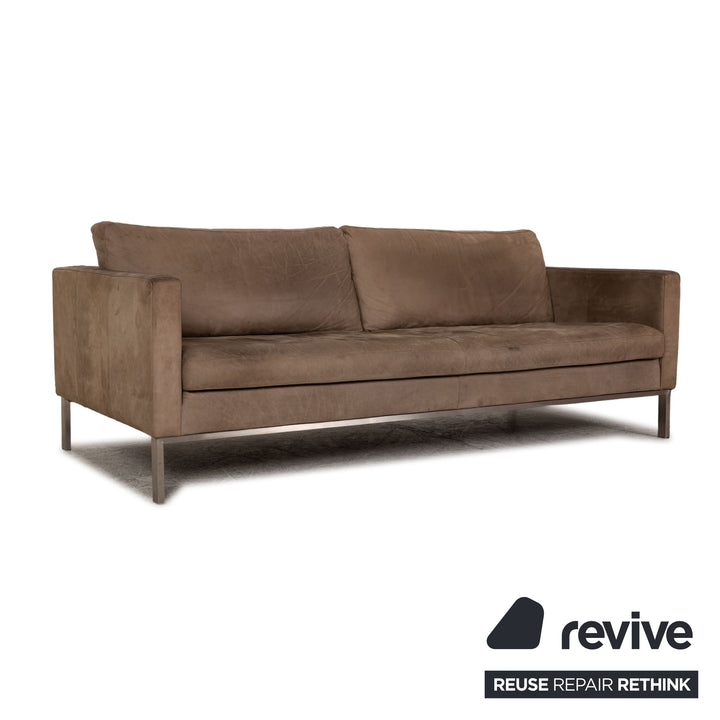 Tommy M by Machalke leather three-seater brown sofa couch aniline leather with vintage patina