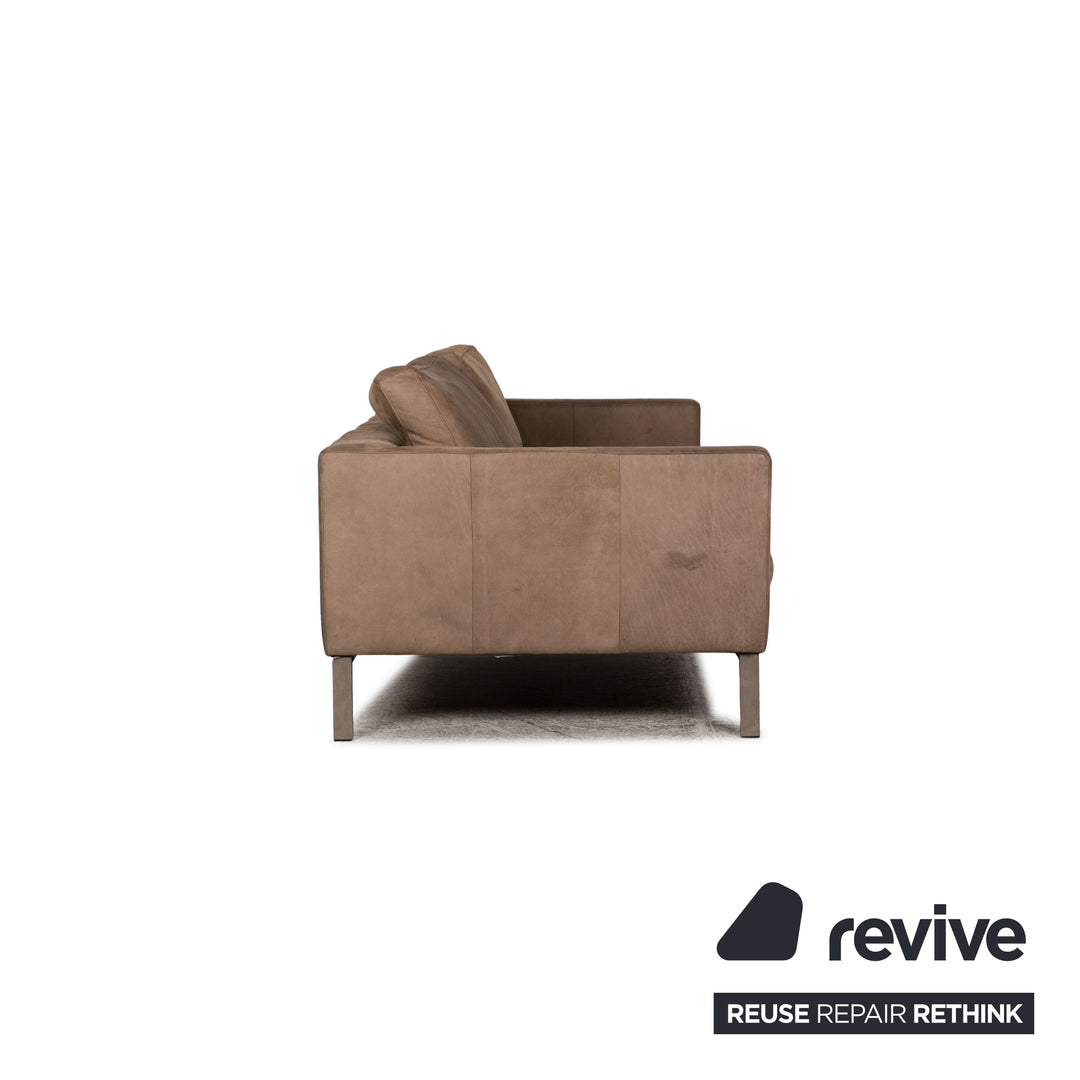 Tommy M by Machalke leather three-seater brown sofa couch aniline leather with vintage patina