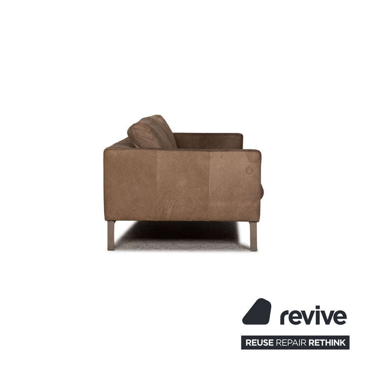 Tommy M by Machalke leather three-seater brown sofa couch aniline leather with vintage patina